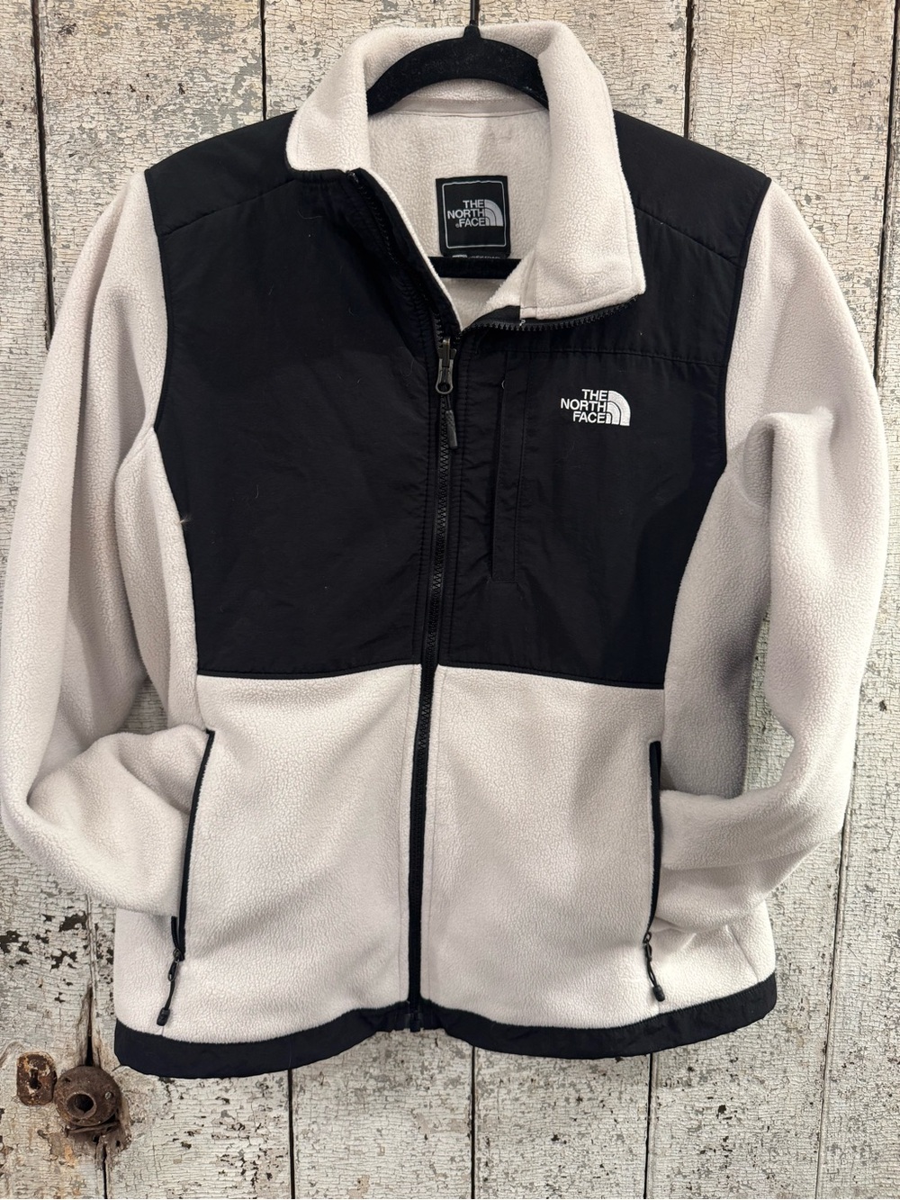The North Face Women’s Small Cream Black Denali Fleece Full Zip Jacket